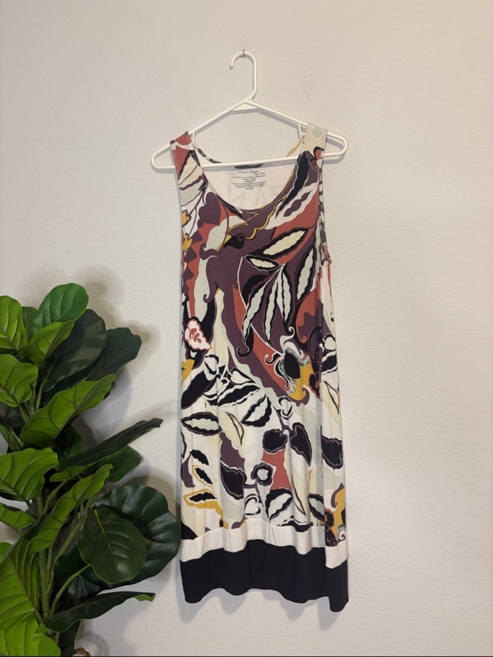 Soma cool days Sleeveless Midi Dress in Mauve, Black, Cream & Mustard